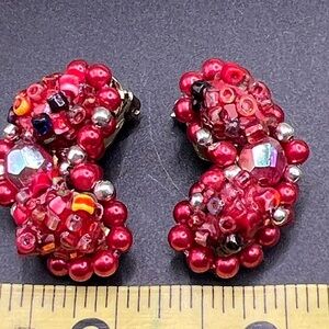 Vintage 1950’s Japan Cluster Bead Earrings